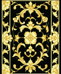 Ornate Gold Floral Vintage Tapestry Rug