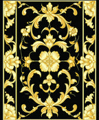 Ornate Gold Floral Vintage Tapestry Rug