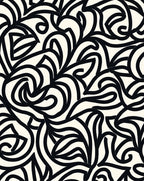 Bold Black Swirls Pattern Rug