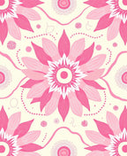 Pink Floral Mandala Pattern Rug