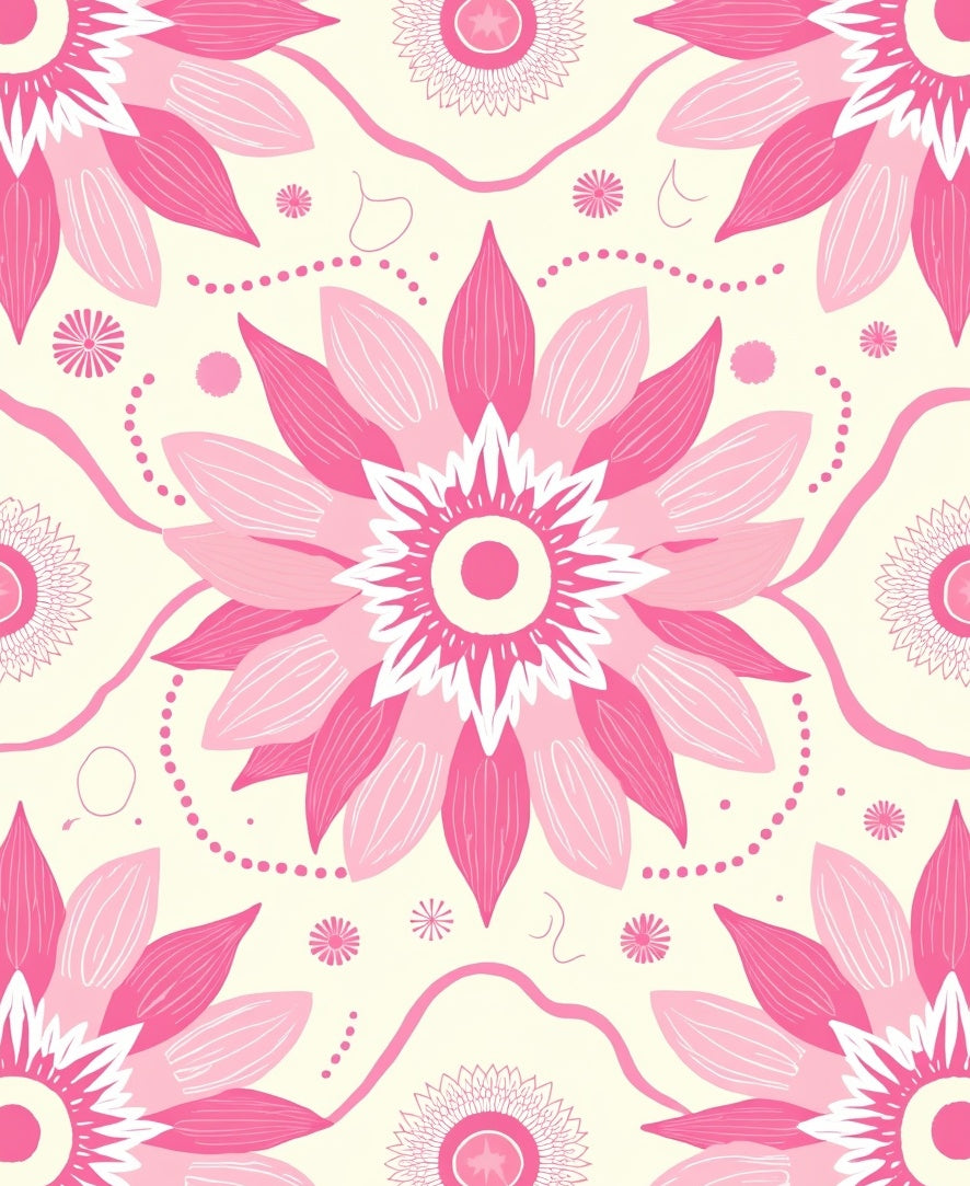 Pink Floral Mandala Pattern Rug