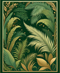 Emerald Lush Tropical Foliage Design Rug