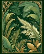 Emerald Lush Tropical Foliage Design Rug