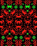 Red Green Animal Tribal Medallion Rug