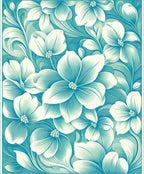 Aqua Floral Swirl Pattern Design Rug