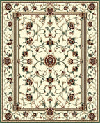 Elaborate Floral Motif Cream Rug
