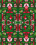 Folk Art Red Green Floral Animal Rug