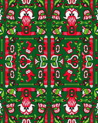 Folk Art Red Green Floral Animal Rug