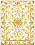 Ornate Golden Floral Medallion Rug