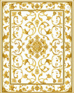 Ornate Golden Floral Medallion Rug