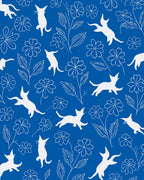 Whimsical White Cats Floral Pattern Rug