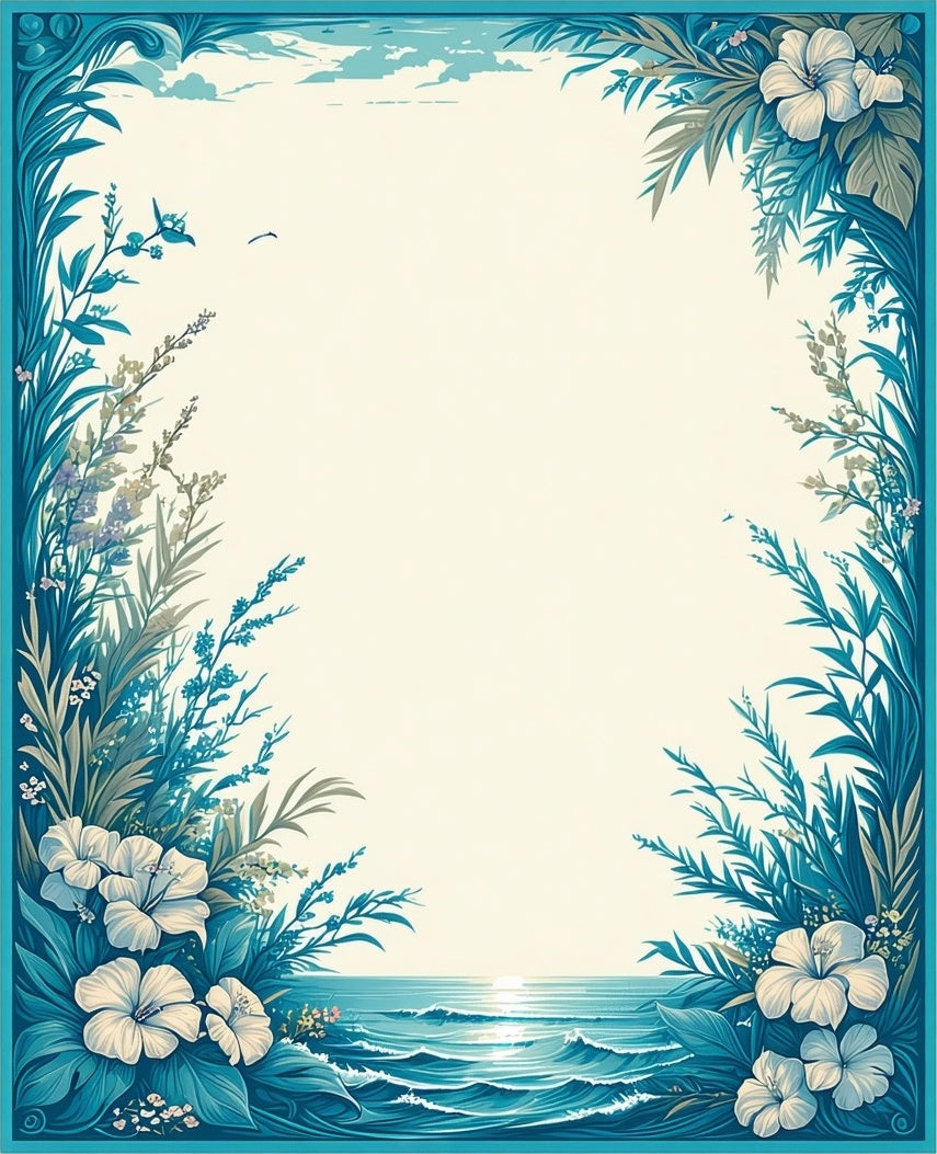 Coastal Floral Nature Inspired Design Rug