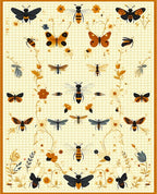 Whimsical Insect Floral Pattern Design Rug