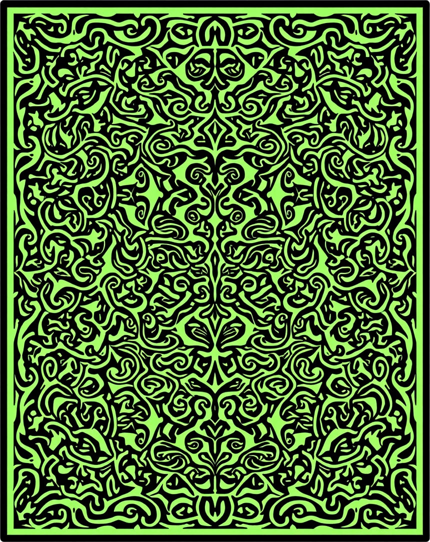 Bold Black Green Swirl Pattern Rug