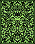 Bold Black Green Swirl Pattern Rug