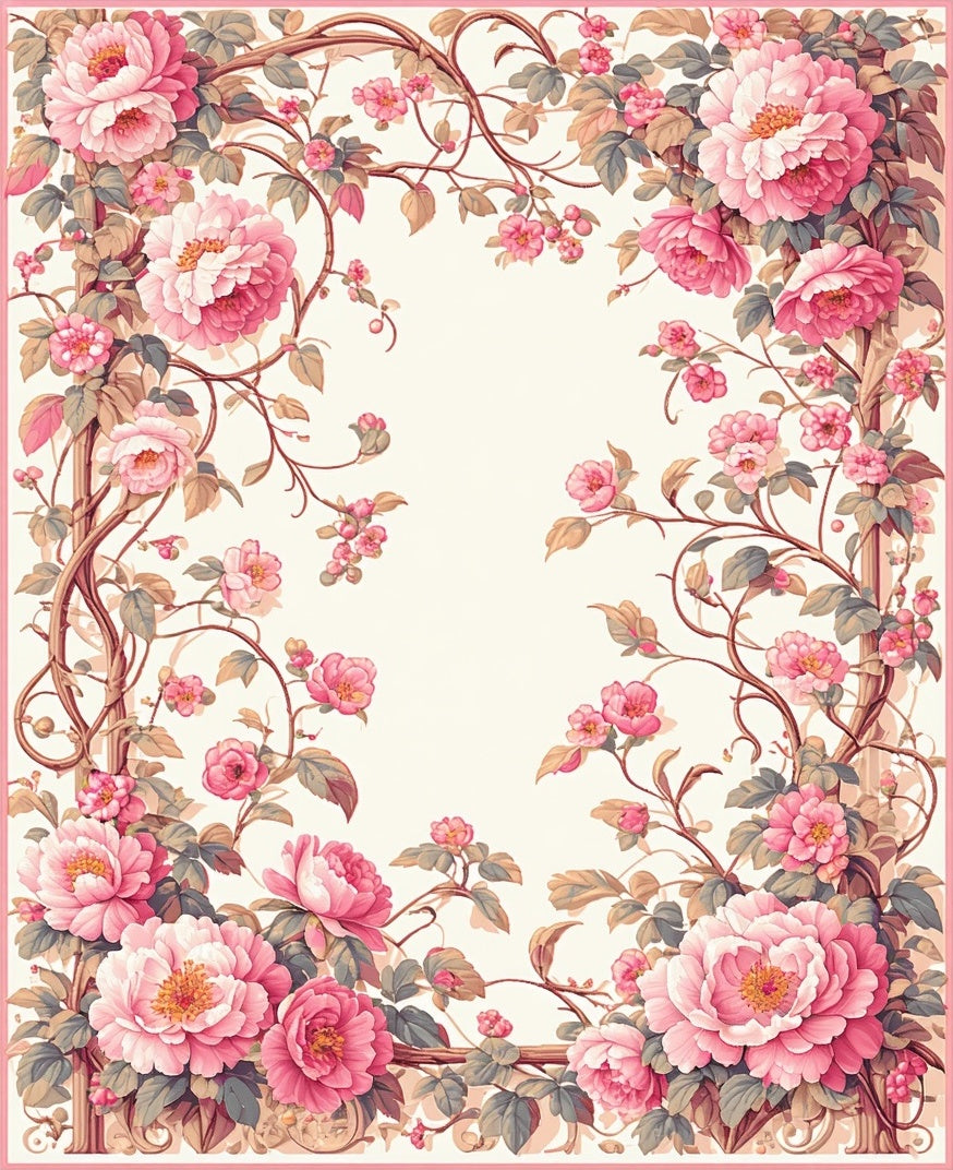 Vintage Peony Floral Vines Rug