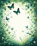 Emerald Green Butterfly Meadow Pattern Rug