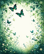 Emerald Green Butterfly Meadow Pattern Rug
