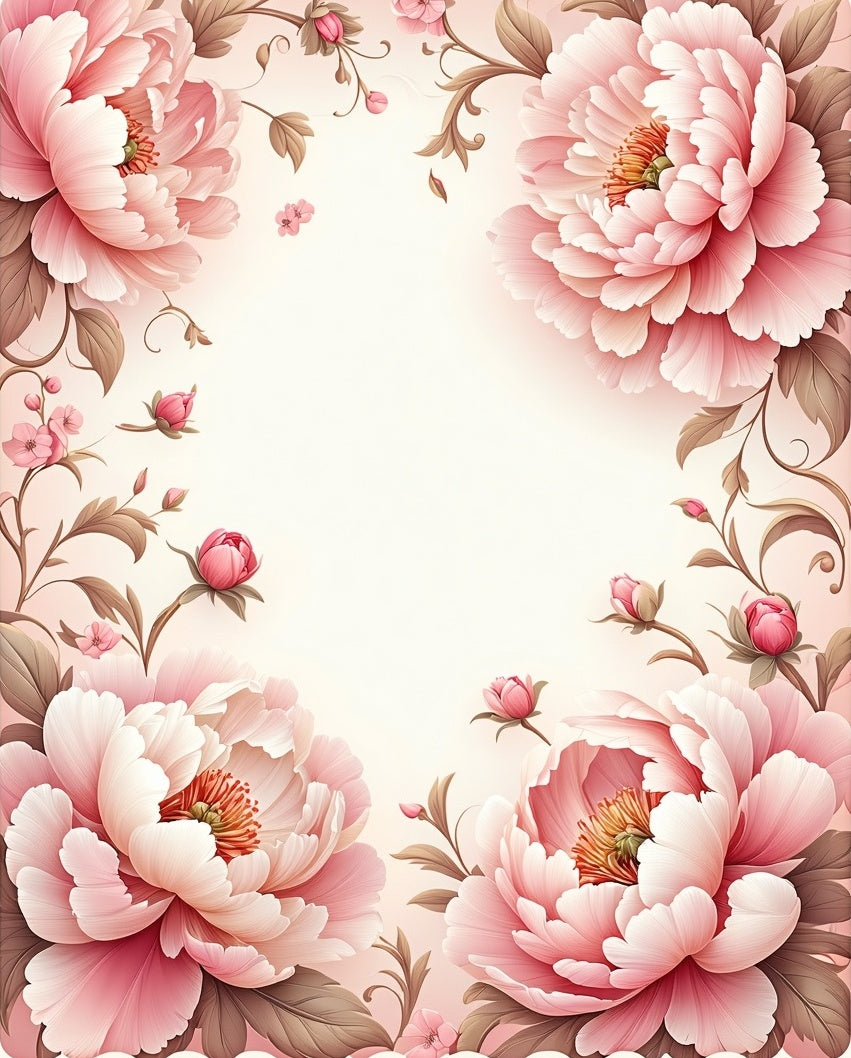 Soft Pink Floral Swirls Design Rug