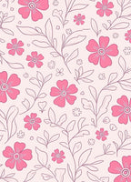 Pink Floral Outline Pattern Rug