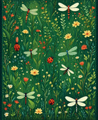 Whimsical Dragonfly Ladybug Meadow Rug