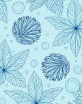 Delicate Blue Floral Outline Pattern Rug
