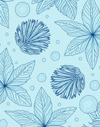 Delicate Blue Floral Outline Pattern Rug