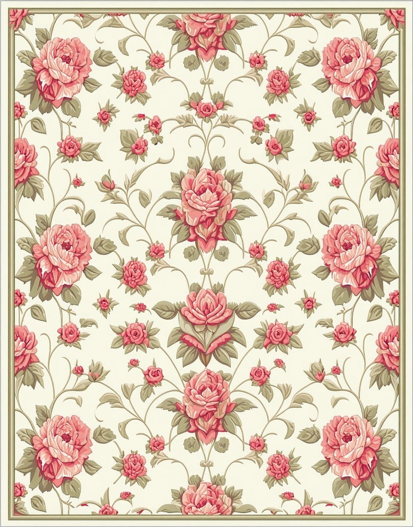 Vintage Floral Arrangement Design Rug