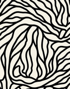 Abstract Black White Organic Lines Rug