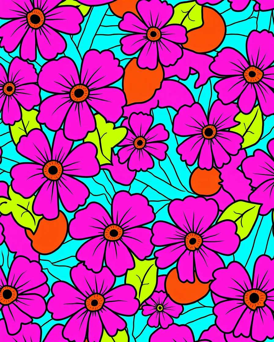 Bright Pink Flower Pattern Design Rug