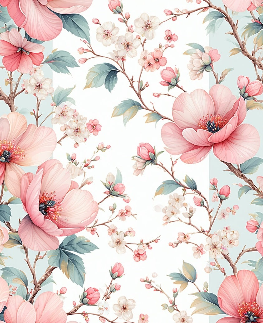 Pink Blossom Branches Pattern Rug