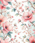Pink Blossom Branches Pattern Rug