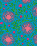 Bold Floral Pattern On Teal Background Rug