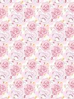 Pink Floral Line Art Pattern Rug