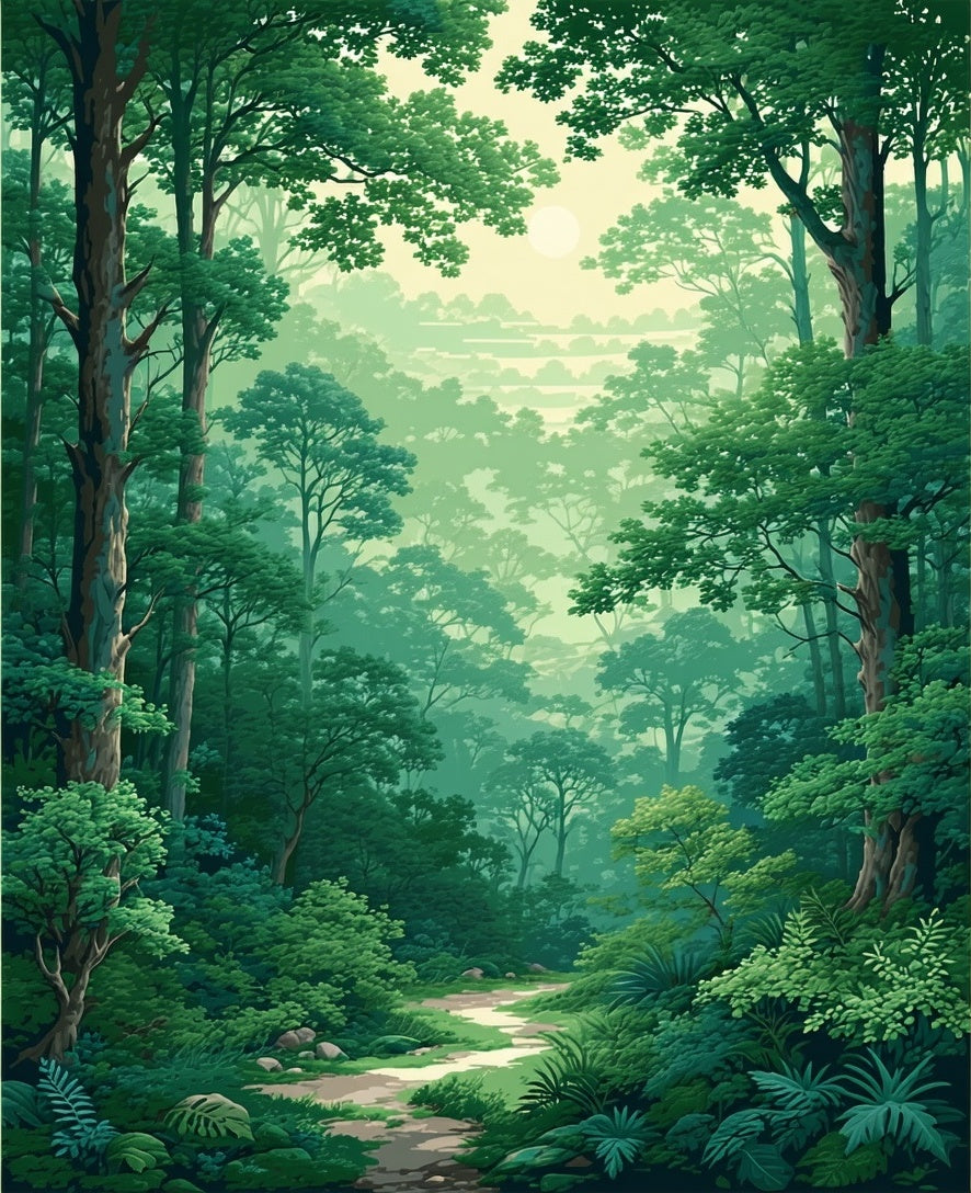 Verdant Forest Path Scene Rug