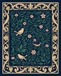 Birds and Floral Vines Pattern Rug