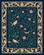 Birds and Floral Vines Pattern Rug