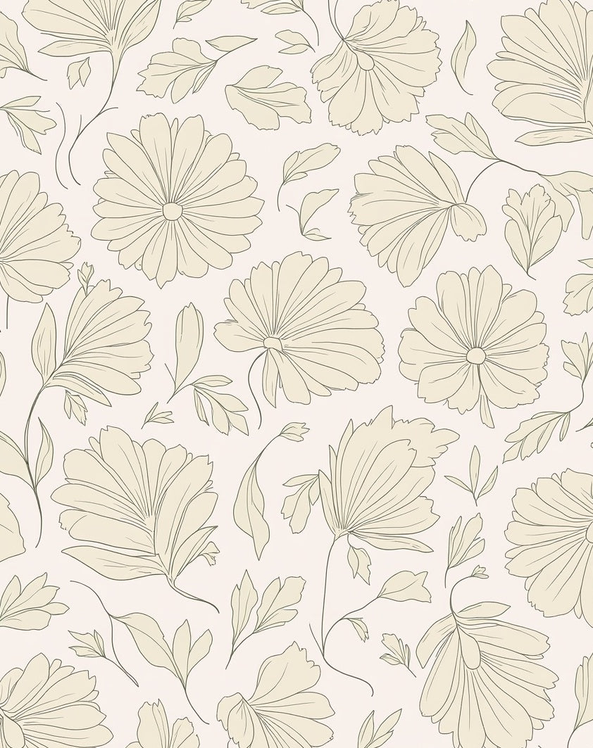 Minimalist Floral Line Art Pattern Rug