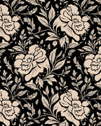 Elegant Floral Vine Black Beige Design Rug