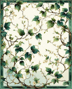 Earthy Green Vine Floral Rug