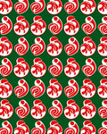 Red Swirl Drops Green Background Rug