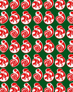 Red Swirl Drops Green Background Rug