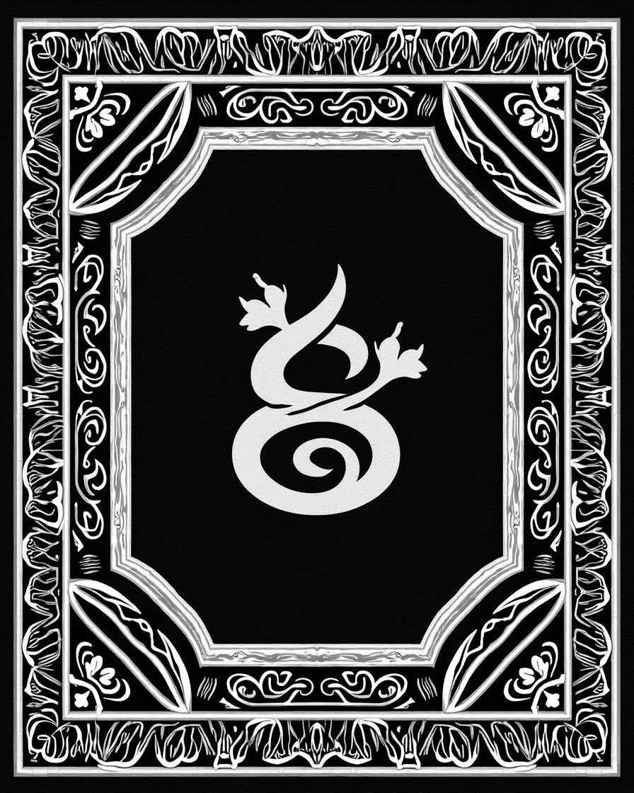 Monochrome Intricate Floral Border Rug