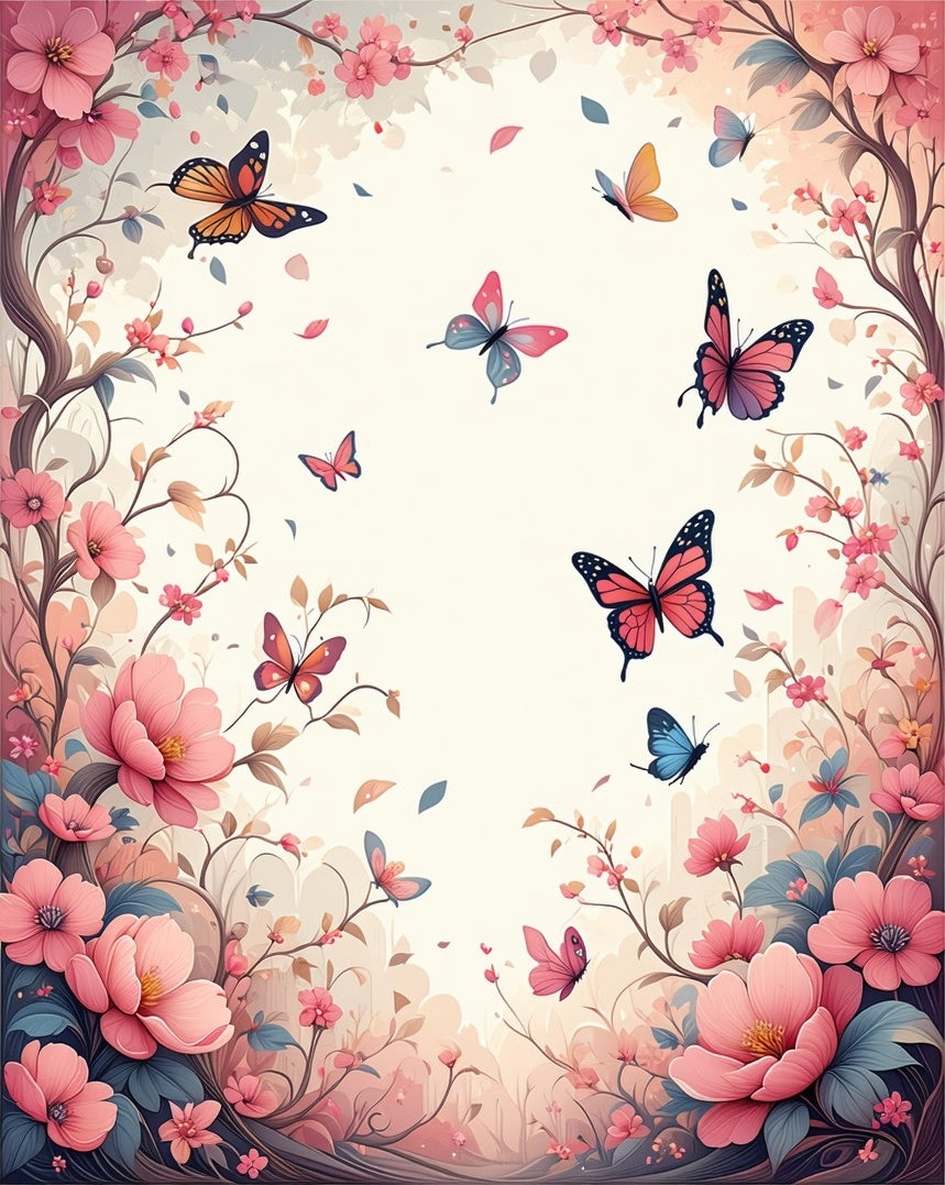 Whimsical Floral Butterflies Pattern Rug
