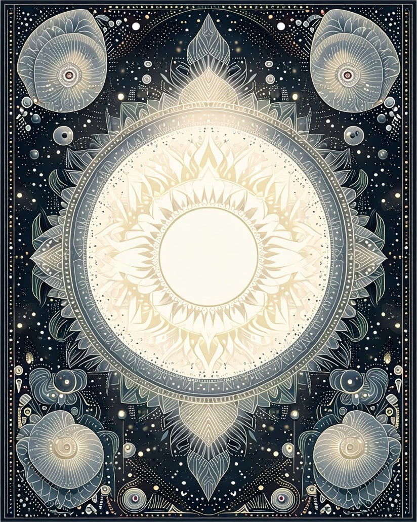 Celestial Sun Mandala Pattern Rug
