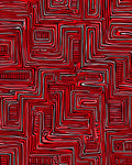 Bold Red Labyrinth Pattern Rug