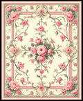 Vintage Floral Garden Pink Roses Rug