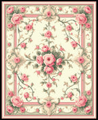 Vintage Floral Garden Pink Roses Rug