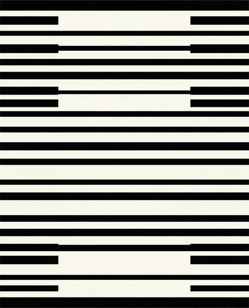 Bold Black and White Striped Pattern Rug