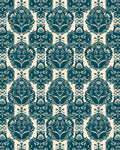 Dark Teal And Cream Damask Pattern Rug